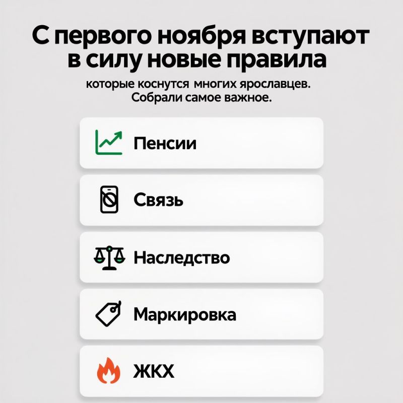 Ярославцев в ноябре ждёт несколько изменений