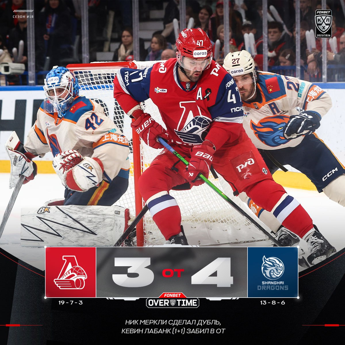 «Шанхай Дрэгонс» отыгрался с 1:3 на последних минутах и вырвал победу у «Локомотива»