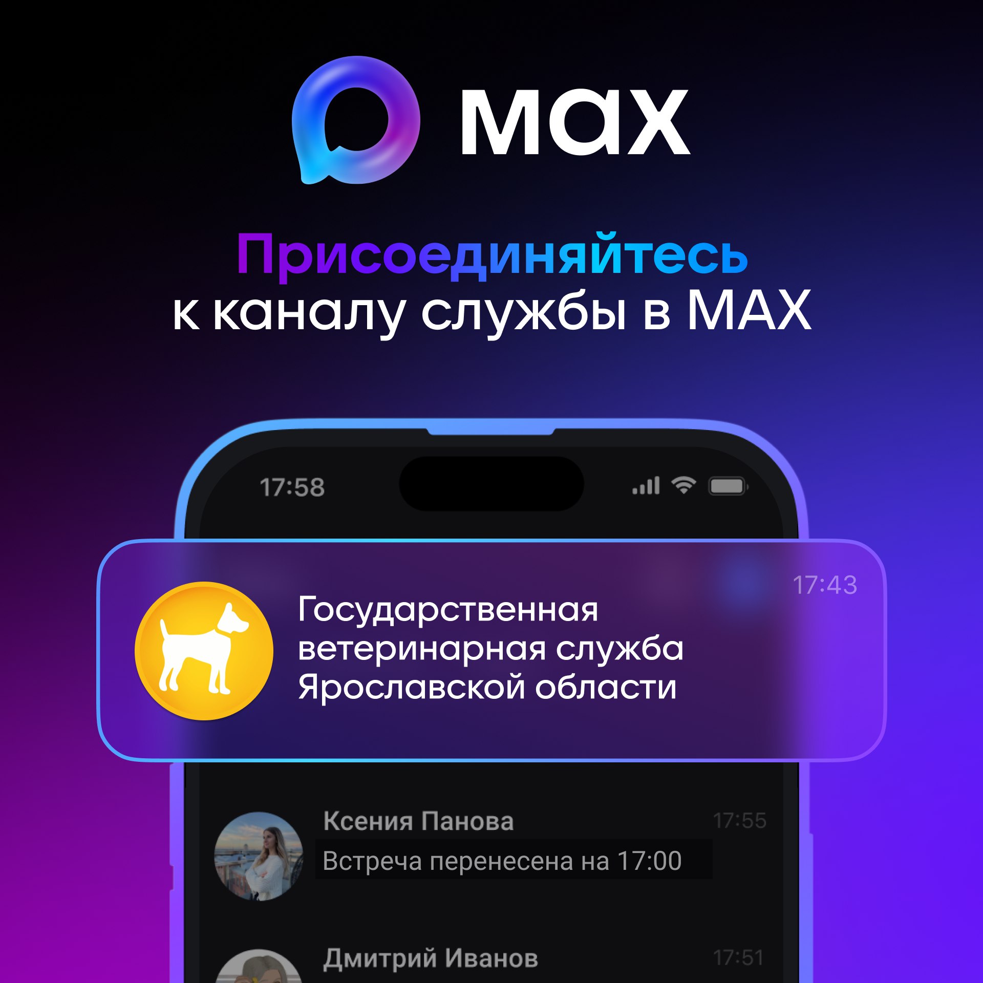 В «MAX» открыт канал ветеринарной службы Ярославской области