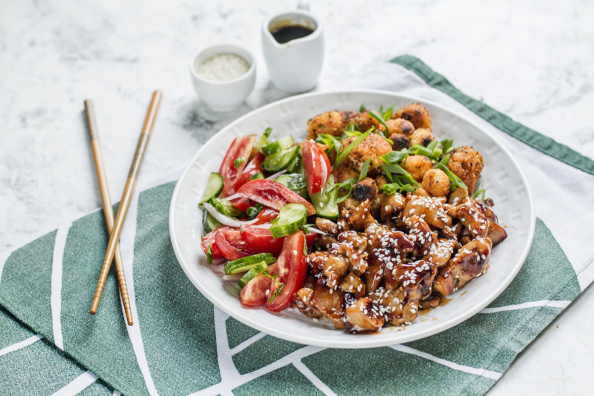 Цветная капуста в хрустящем кляре: восхитительное блюдо с курицей терияки